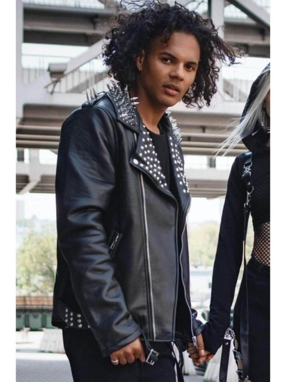 Killstar NWT Creeping Death Black Studded Moto Vegan Leather Jacket SZ XS